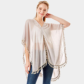 Tassel Trimmed Solid Cover Up