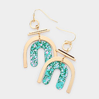 Geometric Brass Metal Paint Splash Arch Link Dangle Earrings