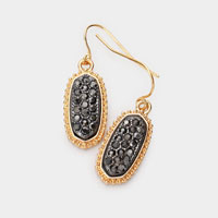 Crystal Embellished Oval Dangle Earrings