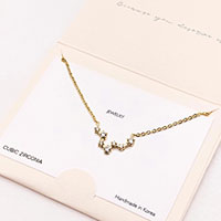 Pisces CZ Embellished Zodiac Sign Pendant Necklace