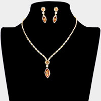 Marquise Stone Accented Rhinestone Necklace