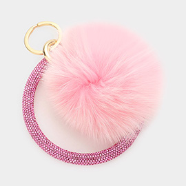 Pom Pom Rhinestone Pave Bangle Keychain / Bracelet