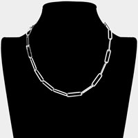 Open Metal Oval Link Necklace