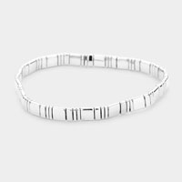 Metal Square Rectangle Cluster Stretch Bracelet