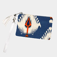 Ikat Printed Wristlet Pouch Bag