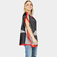 Geometric Printed Satin Poncho