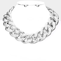 Rhinestone Embellished Chain Link Necklace