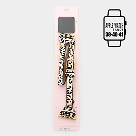 Leopard Patterned Faux Leather Warp Apple Watch Band