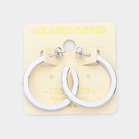 14K White Gold Dipped 1.2 Inch Metal Hoop Earrings