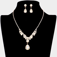 Teardrop Stone Accented Rhinestone Necklace