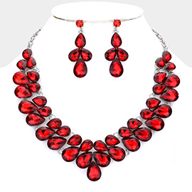 Teardrop Stone Cluster Evening Necklace