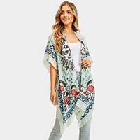 Bohemian Print Cover Up Kimono Poncho