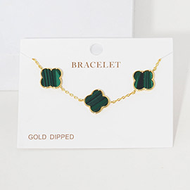 Gold Dipped Quatrefoil Charm Link Bracelet