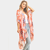 Boho Tie Dye Cover Up Kimono Poncho