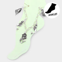 Antique Metal Mermaid Charm Station Anklet