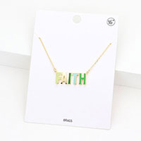 FAITH Brass Metal Enamel Message Pendant Necklace