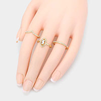 3PCS - Rhinestone Embellished Mixed Rings