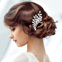 CZ Marquise Accented Leaf Hair Comb