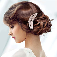 Rhinestone Pave Leaf Hair Comb