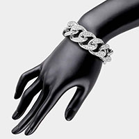 Rhinestone Embellished Chain Link Bracelet