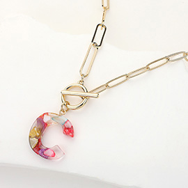 -C- Colorful Monogram Pendant Toggle Necklace