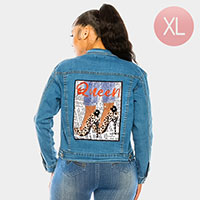 Queen Stiletto Heel Back Accented Denim Jacket