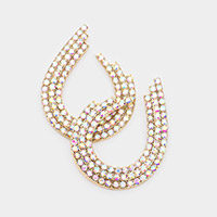 Rhinestone Pave Open Teardrop Evening Earrings