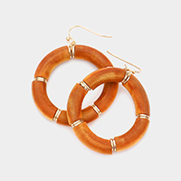 Wood Open Circle Dangle Earrings