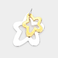 Double Open Metal Star Layered Pendant