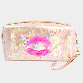 Kiss Lips Shaker Glitter Pouch Bag