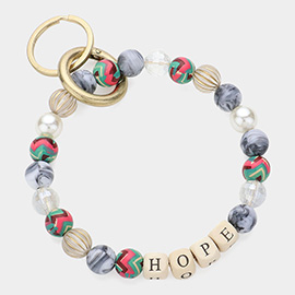 HOPE Message Accented Pearl Beaded Keychain / Bracelet