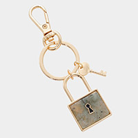 Semi Precious Lock Keychain