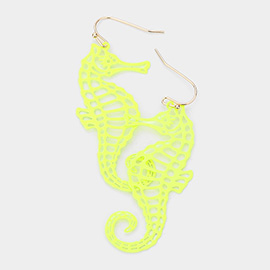 Cut Out Brass Metal Seahorse Dangle Earrings