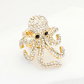 Rhinestone Embellished Octopus Stretch Ring