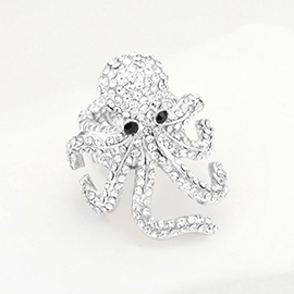 Rhinestone Embellished Octopus Stretch Ring