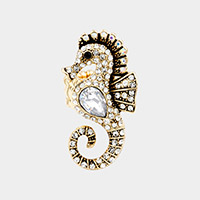 Teardrop Stone Accented Seahorse Stretch Ring