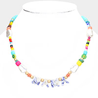 MAMA Celluloid Acetate Message Accented Pearl Multi Beaded Necklace