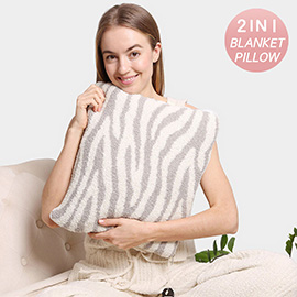 2 IN 1 Reversible Zebra Patterned Blanket / Pillow