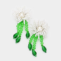 Seed Beaded Flower Accented Earrings