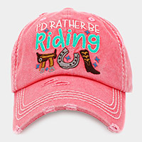 I'D RATHER BE Riding Message Vintage Baseball Cap