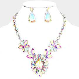 Teardrop Stone Cluster Evening Necklace