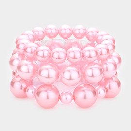 3PCS - Pearl Strand Stretch Bracelets