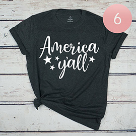 6PCS - Assorted Size America Y'all Graphic T-shirts