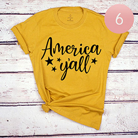 6PCS - Assorted Size America Y'all Graphic T-shirts