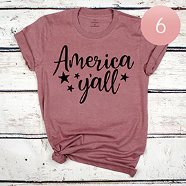 6PCS - Assorted Size America Y'all Graphic T-shirts