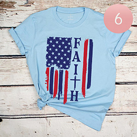 6PCS - Assorted Size America USA Flag FAITH Graphic T-shirts