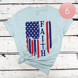 6PCS - Assorted Size America USA Flag FAITH Graphic T-shirts