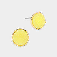 Round Faux Druzy Stone Stud Earrings