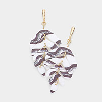 Patterned Leaf Dangle Earrings