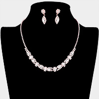 Marquise Round Stone Accented Rhinestone Necklace